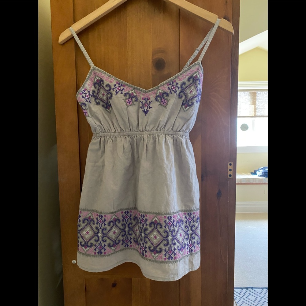 Gray embroidered halter top